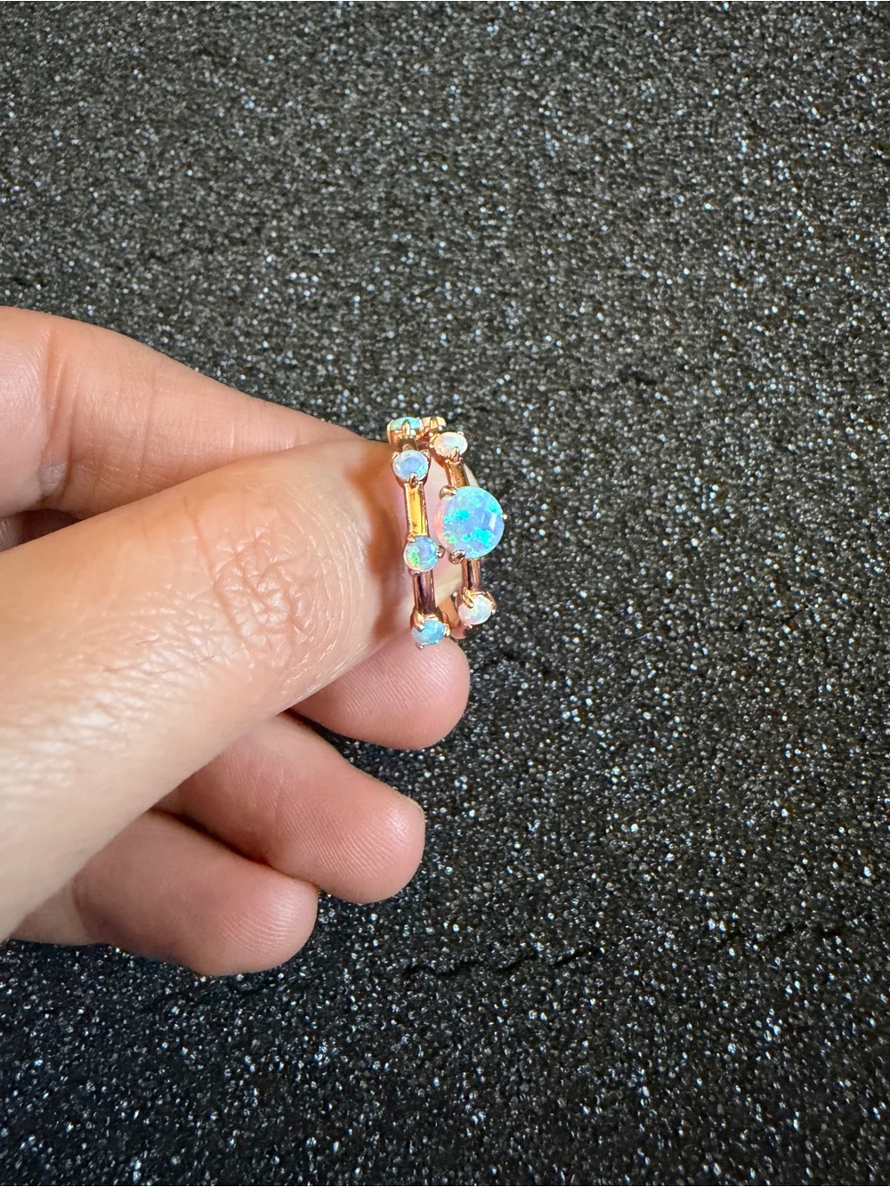 925 Sterling Silver Opal Rose Gold Rings Size 6.5
